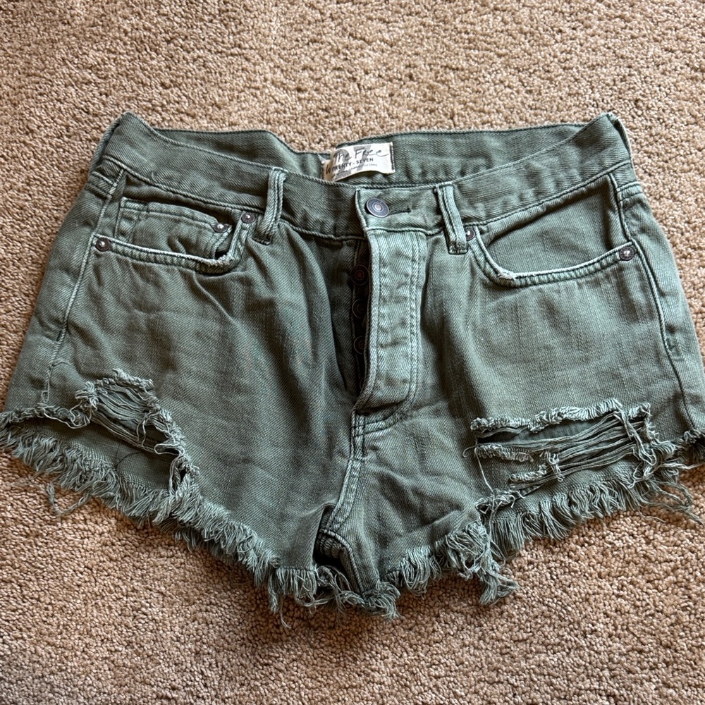 Free People Olive Jean Shorts